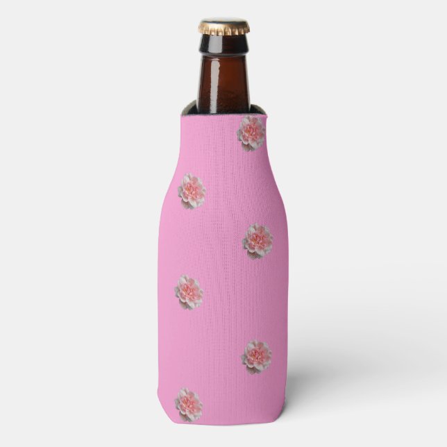 Enfriador De Botellas Rosas rosadas sobre rosa (Frente de la botella)