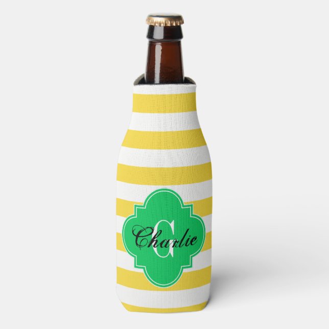 Enfriador De Botellas Rugby Stripe Emerald Green (Frente de la botella)