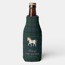 Enfriador De Botellas Rustic Tartan Plaid Horse Baby Shower 