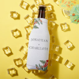 Enfriador De Botellas Rustic Winter Poinsettia Red Christmas Wedding