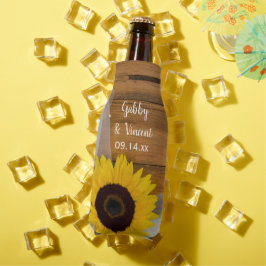 Enfriador De Botellas Rústico Favor de la boda campestre de girasol y ve