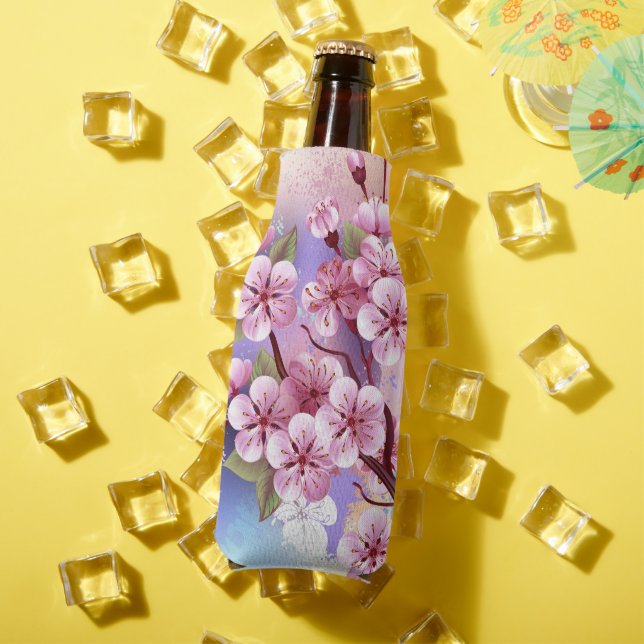 Enfriador De Botellas Sakura rosa sobre fondo de pintura (Verano in situ)
