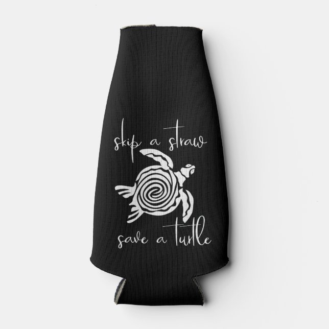 Enfriador De Botellas Saltar una paja salva una tortuga (Anverso)