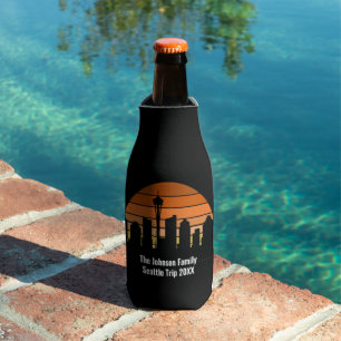 Enfriador De Botellas Seattle Skyline Sunset Personalized Trip Keepsake