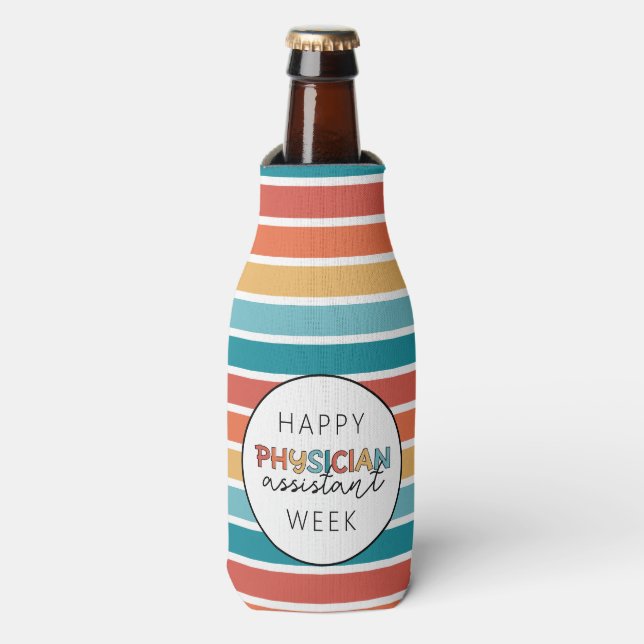 Enfriador De Botellas Semana del asistente médico retro feliz (Frente de la botella)