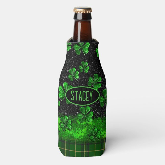 Enfriador De Botellas Shamrock festivo personalizado (Frente de la botella)