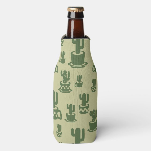 Enfriador De Botellas Silueta de cactus suculenta en tazas y macetas (Frente de la botella)