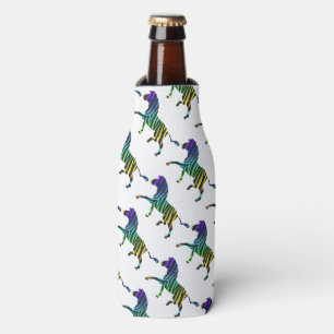 Enfriador De Botellas Silueta de cebra negra y arcoiris