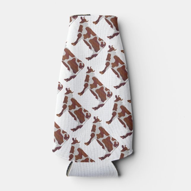 Enfriador De Botellas Silueta marrón y blanco de vaca (Anverso)