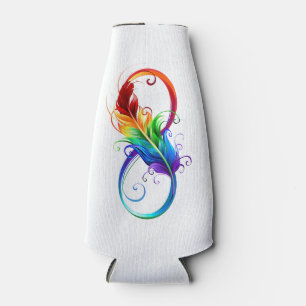 Enfriador De Botellas Símbolo infinito con plumas arcoiris