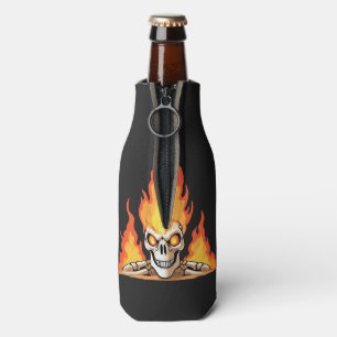 Enfriador De Botellas Skeleton Skeleton en llamas retro muerto