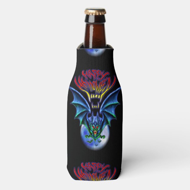 Enfriador De Botellas Spooky Happy Halloween Bat Bottle Cooler (Frente de la botella)