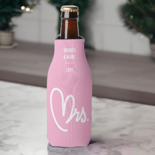 Enfriador De Botellas Sra. Newlyw Personalizado Textos Frasco Rosa