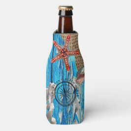 Enfriador De Botellas Starfish Rústico Nautical Blue Wood