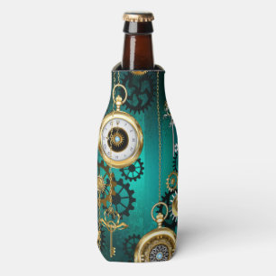 Enfriador De Botellas Steampunk Jewelry Watch sobre un fondo verde