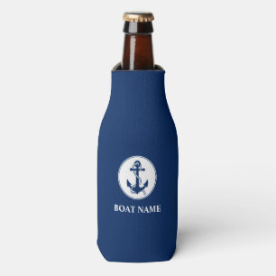 Enfriador De Botellas Su nombre de barco Anchor y Azul de Rope