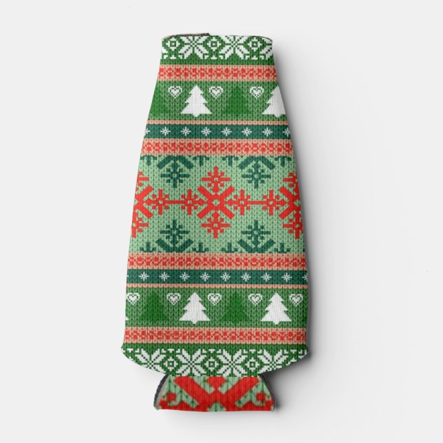 Enfriador De Botellas suéter de Navidades fea de punto (Anverso)