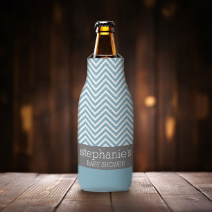 Enfriador De Botellas Suite de Baby Shower azul y gris pastel