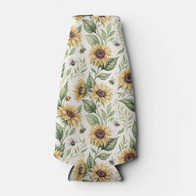 Enfriador De Botellas Sunflowers and Bumble Bees Floral (Anverso)