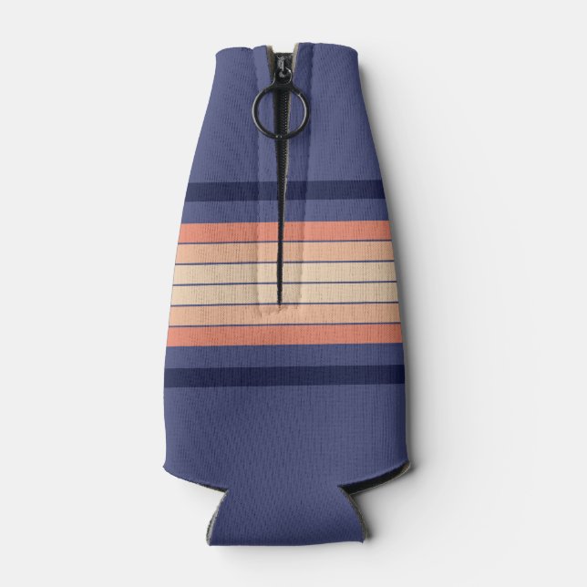 Enfriador De Botellas "Surfboard" Retro Blue y Peach Stried (Reverso)