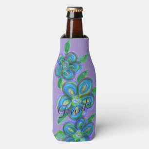 Enfriador De Botellas Tapa de botellas del diseñador floral de color púr