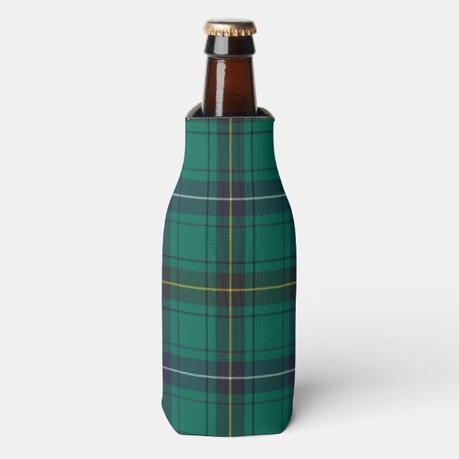 Enfriador De Botellas Tartan Clan Henderson Plaid Green Pattern (Frente de la botella)