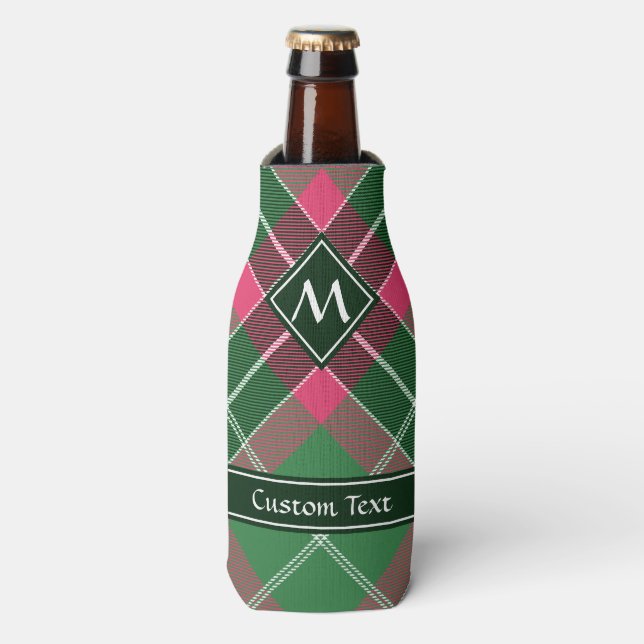 Enfriador De Botellas Tartán verde y rosa (Frente de la botella)