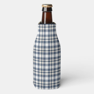 Enfriador De Botellas Tela escocesa blanca azul 1