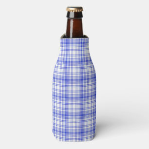 Enfriador De Botellas Tela escocesa blanca azul 2