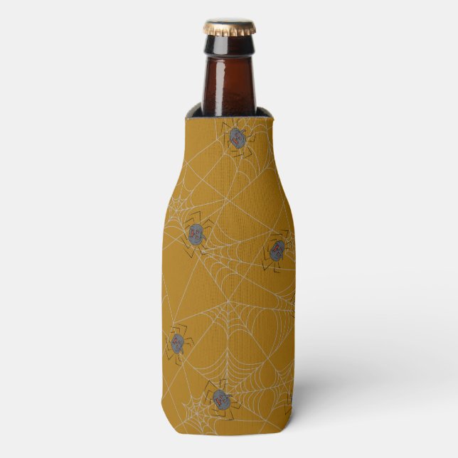 Enfriador De Botellas telaraña y calabazas de Halloween (Frente de la botella)