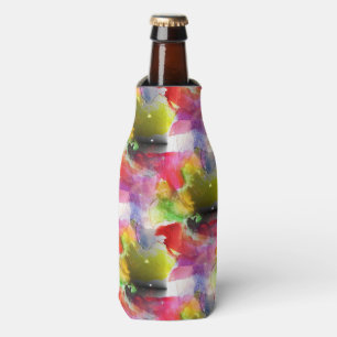 Enfriador De Botellas Textura roja, acuarela amarilla del diseño