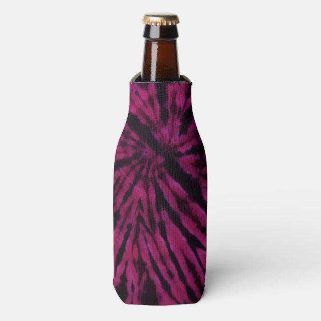 Enfriador De Botellas Tie-Dye Purple Pink Black Hippie Retro Pattern  (Frente de la botella)