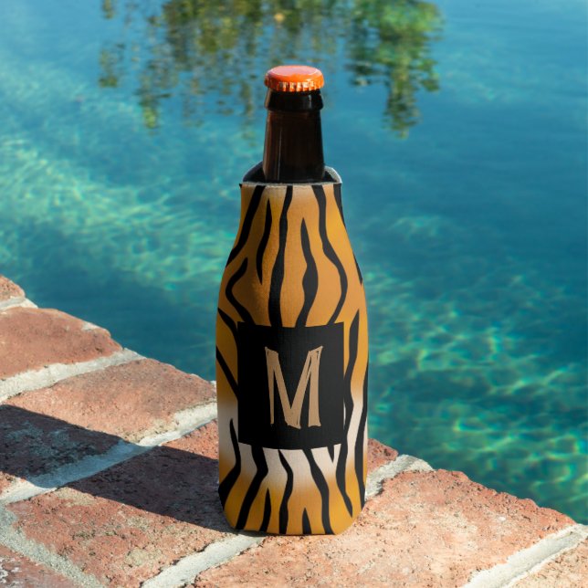 Enfriador De Botellas Tigre a rayas monogramado (Piscina in situ)