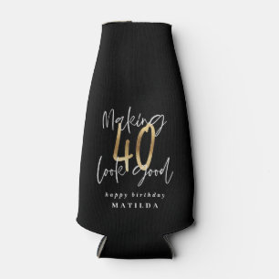 Enfriador De Botellas Tipografía moderna negro y oro 40 años
