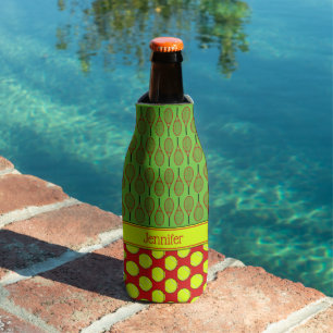 Enfriador De Botellas Tono rojo del patrón de tenis