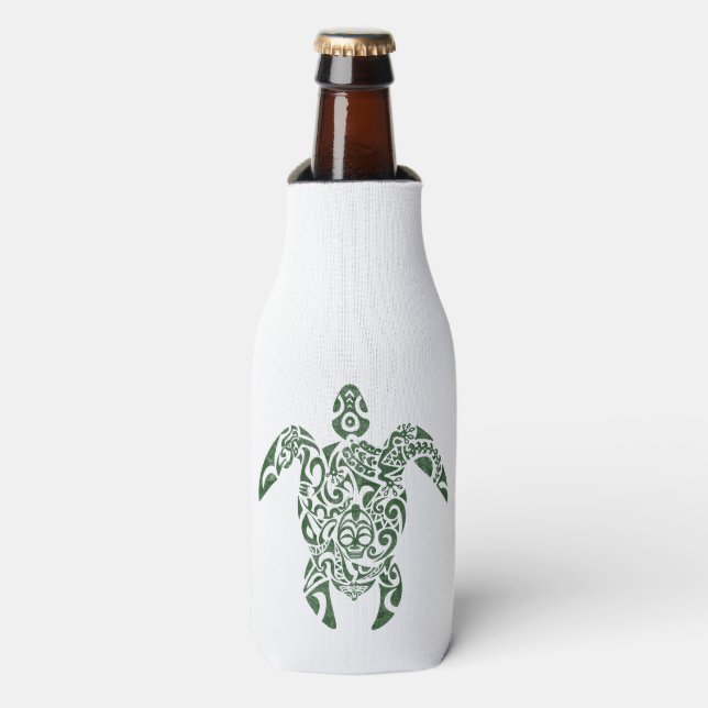 Enfriador De Botellas Tortuga estilo tribal de Letterpress (Frente de la botella)