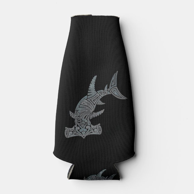 Enfriador De Botellas Tribal Hammerhead sobre el refrigerador negro de b (Anverso)