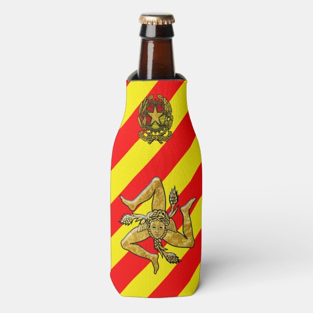Enfriador De Botellas Trinacria siciliana banda amarilla roja (Frente de la botella)