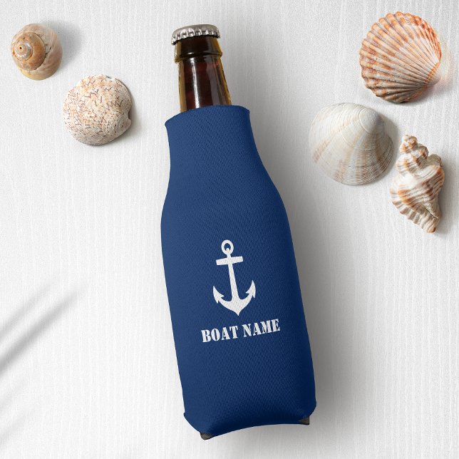 Enfriador De Botellas Tu nombre de barco Anchor Naval Azul (Subido por el creador)