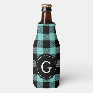 Enfriador De Botellas Turquesa Acuático Negro Búfalo Check Cuadros 1I Mo