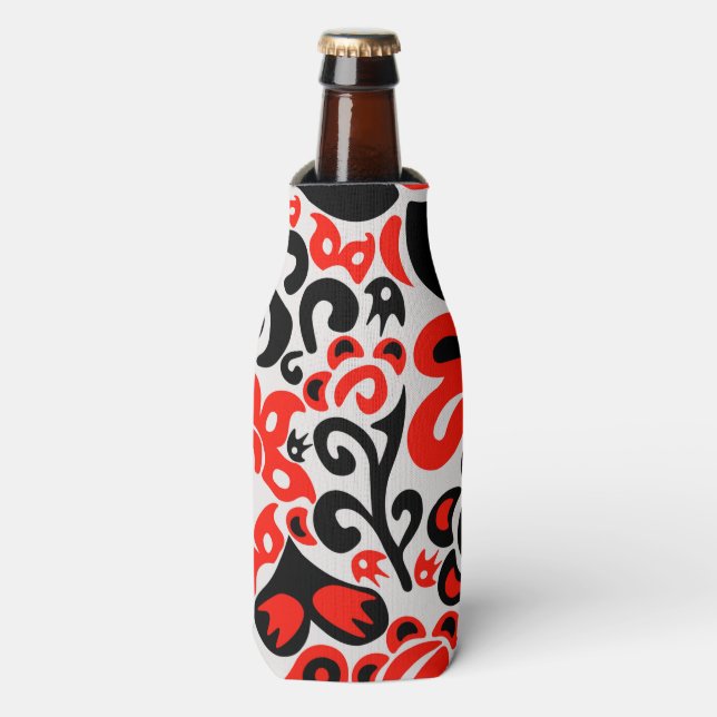 Enfriador De Botellas Ukrainian ethnic folk art floral pattern absrtact  (Frente de la botella)