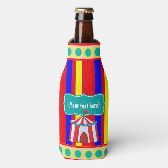 Enfriador De Botellas Un día en el circo Fiesta infantil personalizado (Frente de la botella)