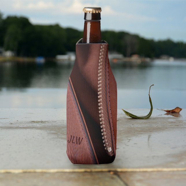 Enfriador De Botellas Unzipped Leather con el Personalizable de Iniciale (Subido por el creador)