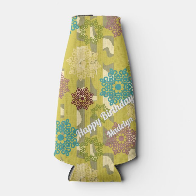 Enfriador De Botellas Urban Stripes Abstract Flower Pattern  (Anverso)