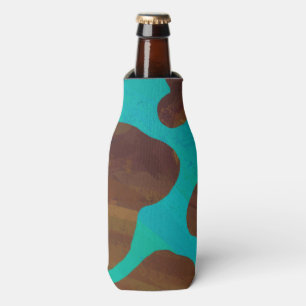 Enfriador De Botellas Vaca Brown e impresión verde azulada
