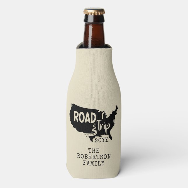 Enfriador De Botellas Vacaciones familiares de personalizados | Mapa de  (Frente de la botella)
