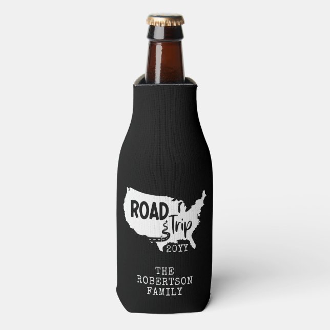 Enfriador De Botellas Vacaciones familiares de personalizados | Mapa de  (Frente de la botella)