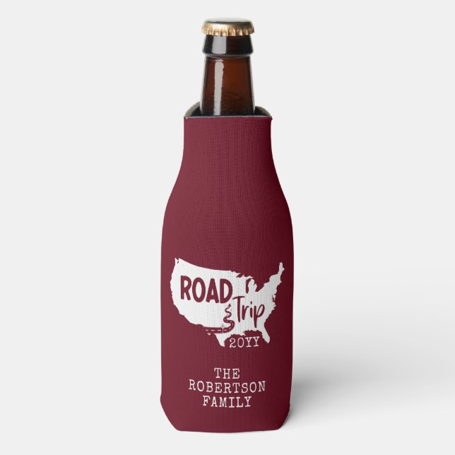 Enfriador De Botellas Vacaciones familiares de personalizados | Mapa de  (Frente de la botella)