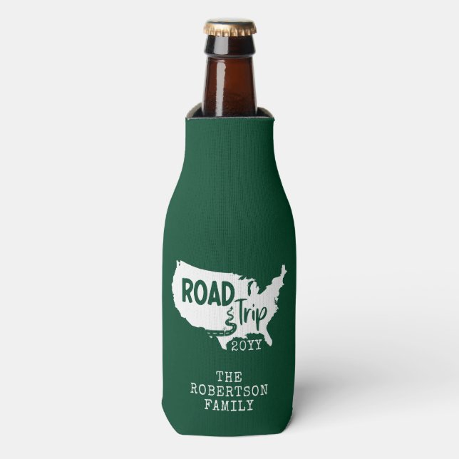 Enfriador De Botellas Vacaciones familiares de personalizados | Mapa de  (Frente de la botella)