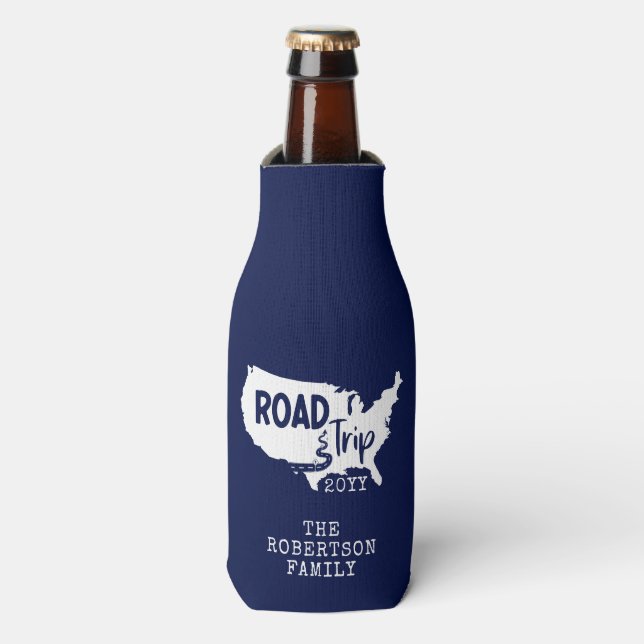 Enfriador De Botellas Vacaciones familiares de personalizados | Mapa de  (Frente de la botella)